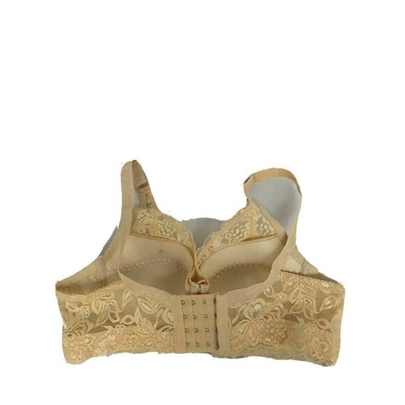 Womens Floral Lace Underwire Lightly Padded Peach Bra 38C New Adjustable - Picture 7 of 12